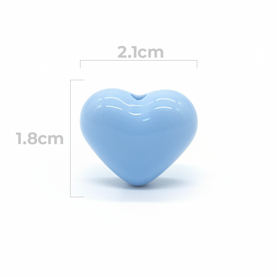 Dije Pasador Corazón Liso Azul Claro 1.8 cm Acrílico