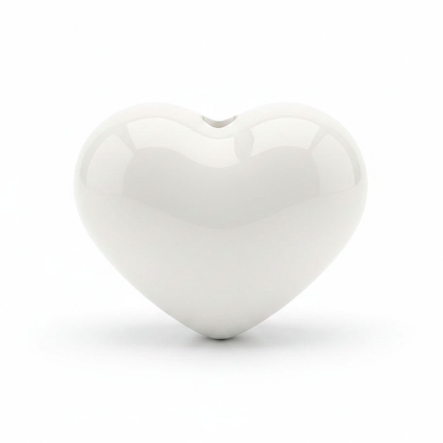 Dije Pasador Corazón Liso Blanco 1.8 cm Acrílico