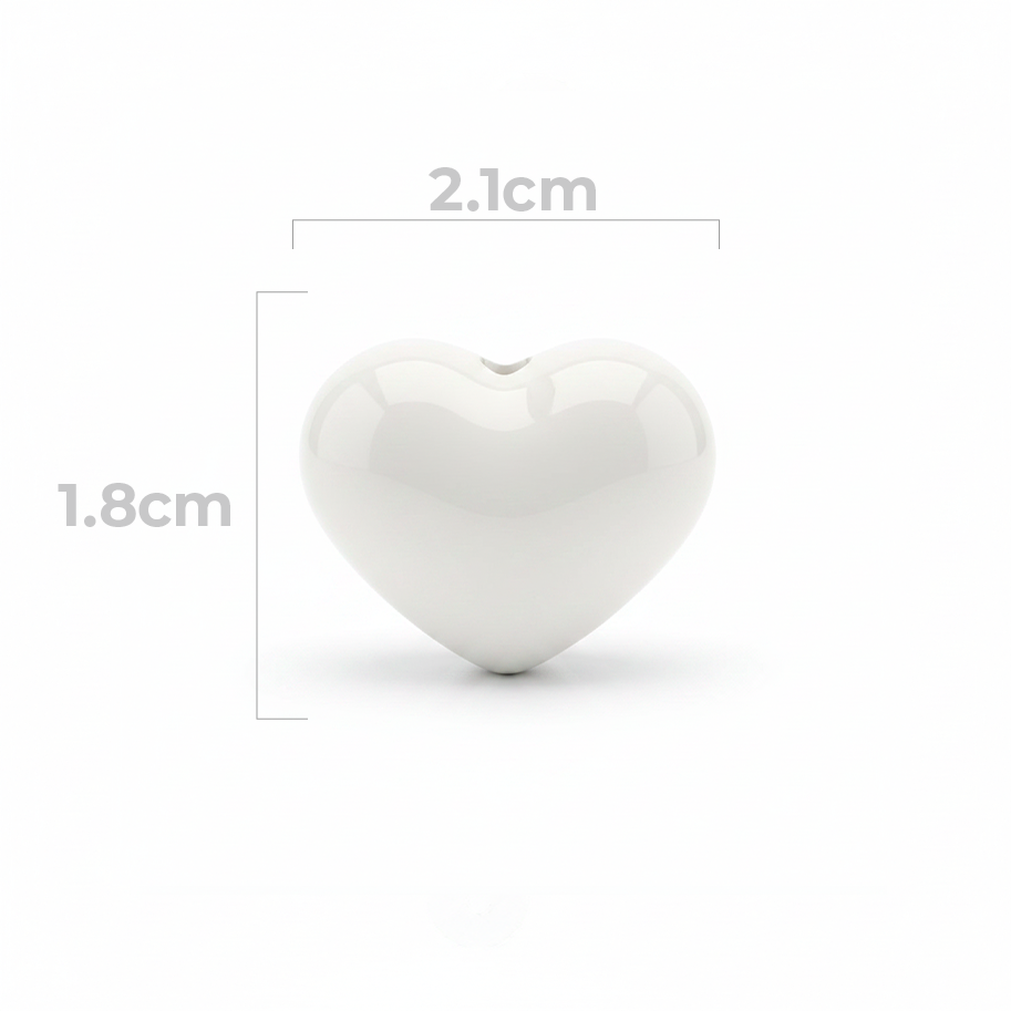 Dije Pasador Corazón Liso Blanco 1.8 cm Acrílico