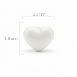 Dije Pasador Corazón Liso Blanco 1.8 cm Acrílico