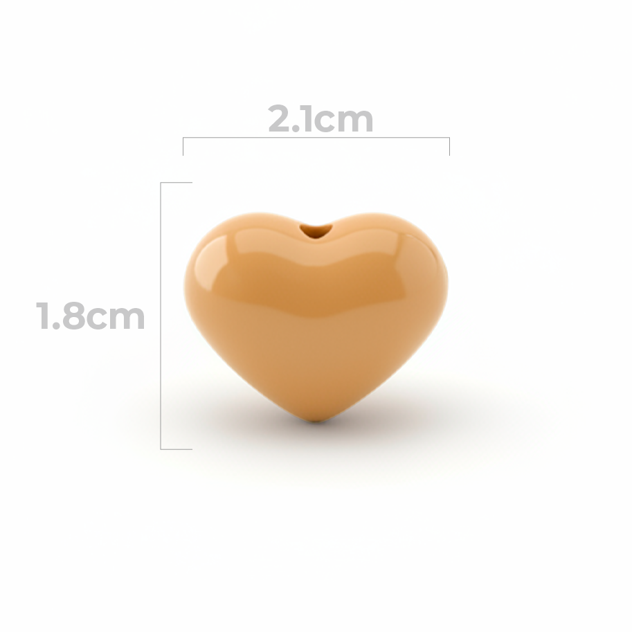 Dije Pasador Corazón Liso Café Claro 1.8 cm Acrílico