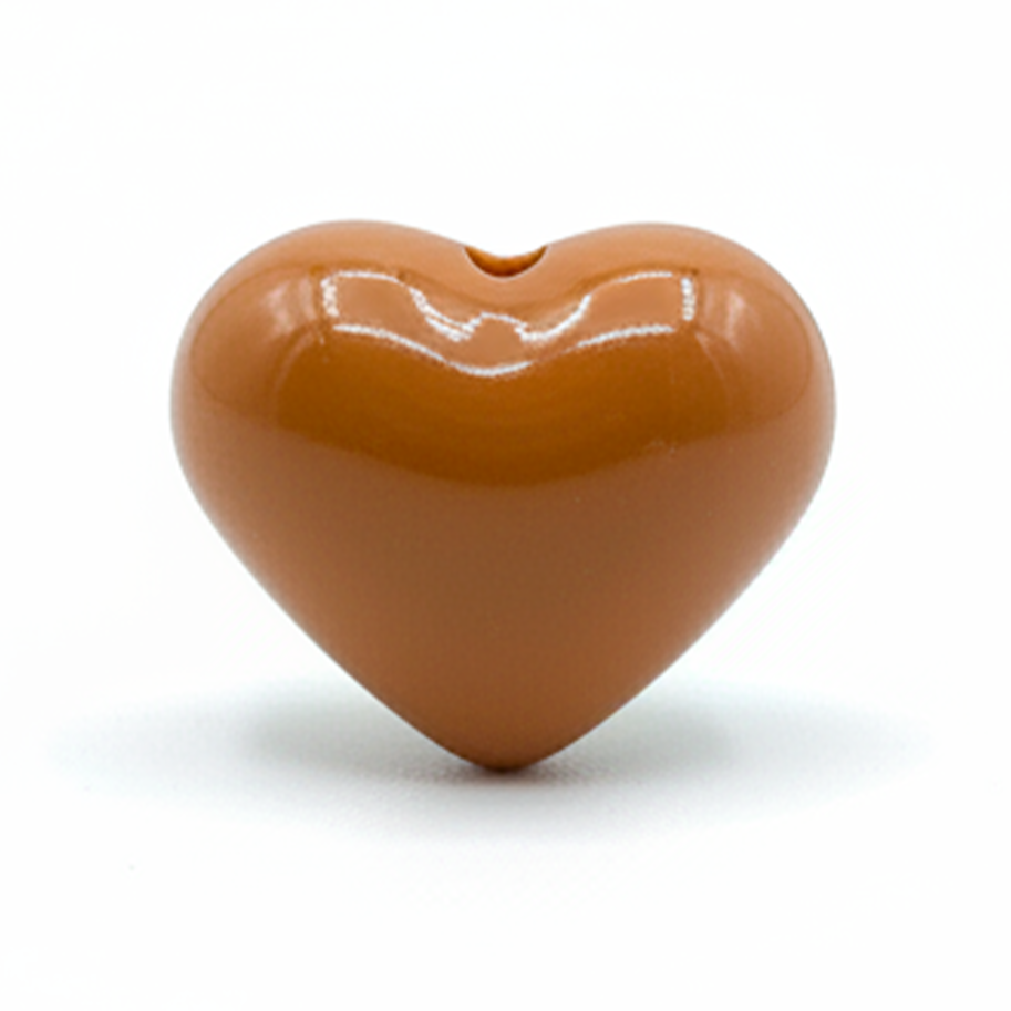 Dije Pasador Corazón Liso Café Oscuro 1.8 cm Acrílico
