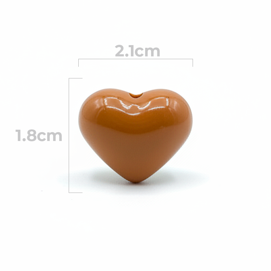 Dije Pasador Corazón Liso Café Oscuro 1.8 cm Acrílico