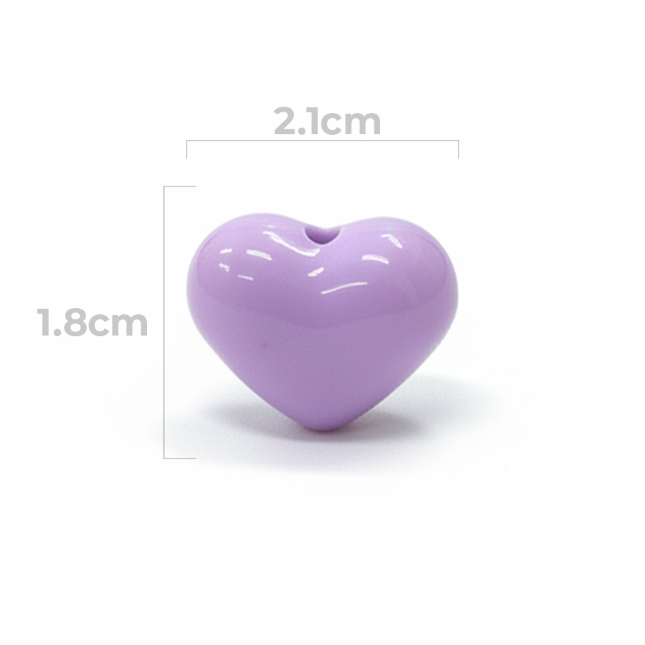 Dije Pasador Corazón Liso Lila 1.8 cm Acrílico