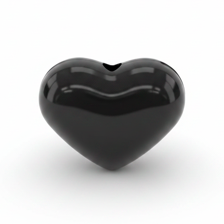 Dije Pasador Corazón Liso Negro 1.8 cm Acrílico