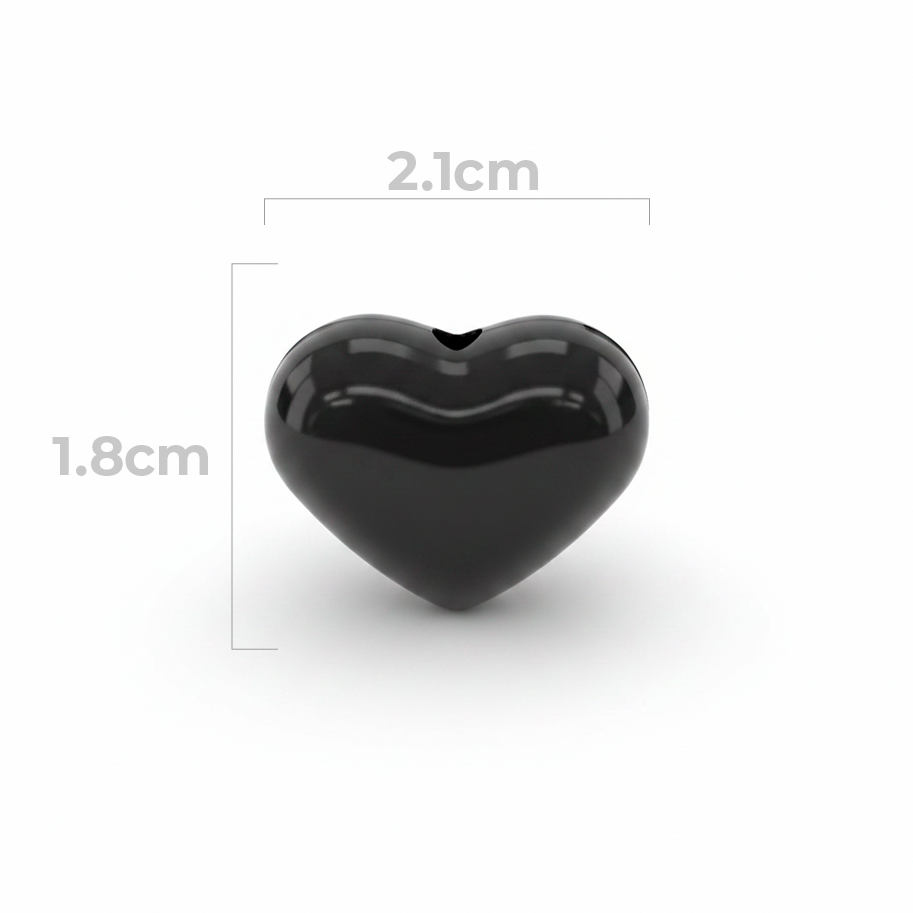 Dije Pasador Corazón Liso Negro 1.8 cm Acrílico