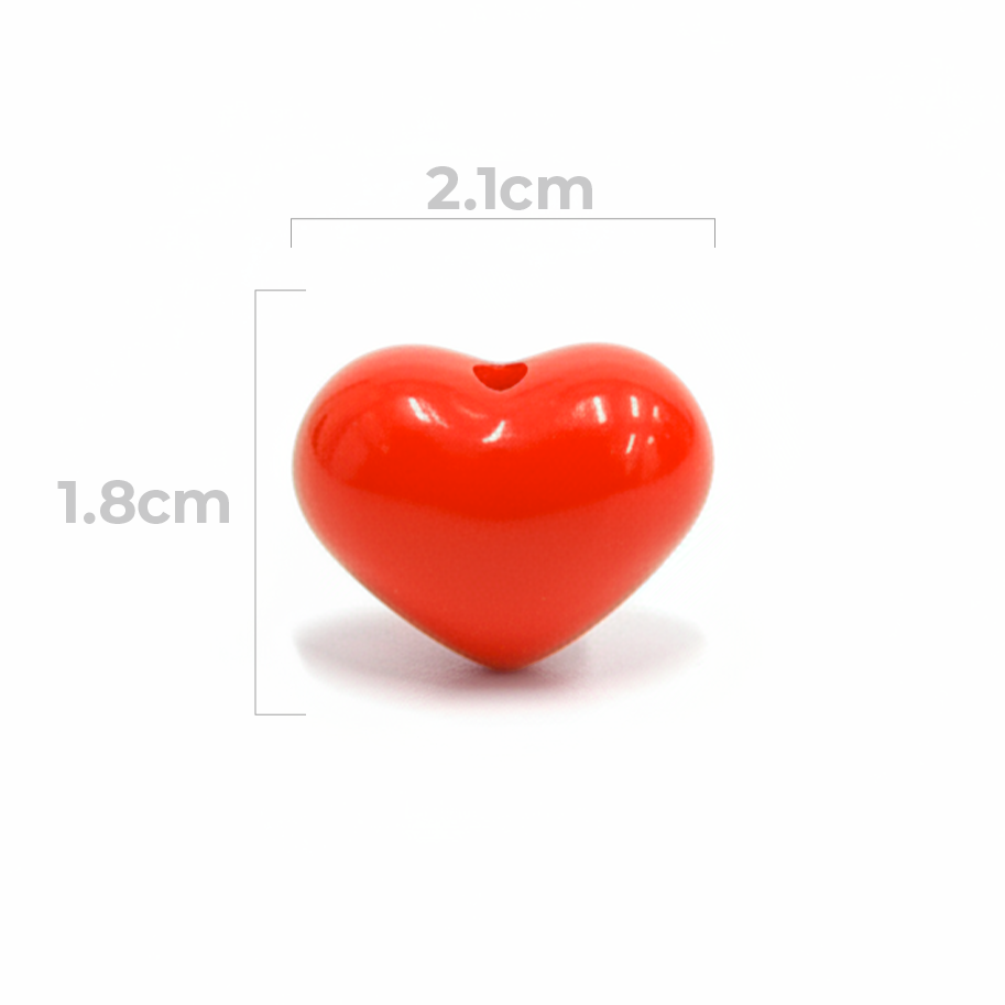 Dije Pasador Corazón Liso Rojo 1.8 cm Acrílico