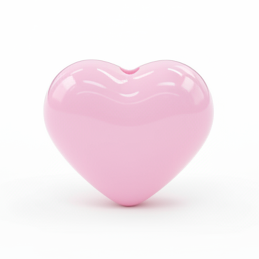 Dije Pasador Corazón Liso Rosado 1.8 cm Acrílico