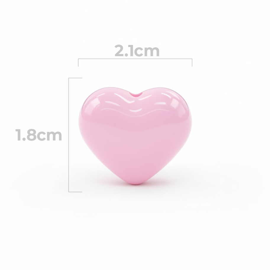 Dije Pasador Corazón Liso Rosado 1.8 cm Acrílico