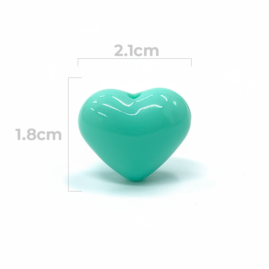 Dije Pasador Corazón Liso Verde Menta 1.8 cm Acrílico