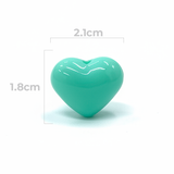 Dije Pasador Corazón Liso Verde Menta 1.8 cm Acrílico