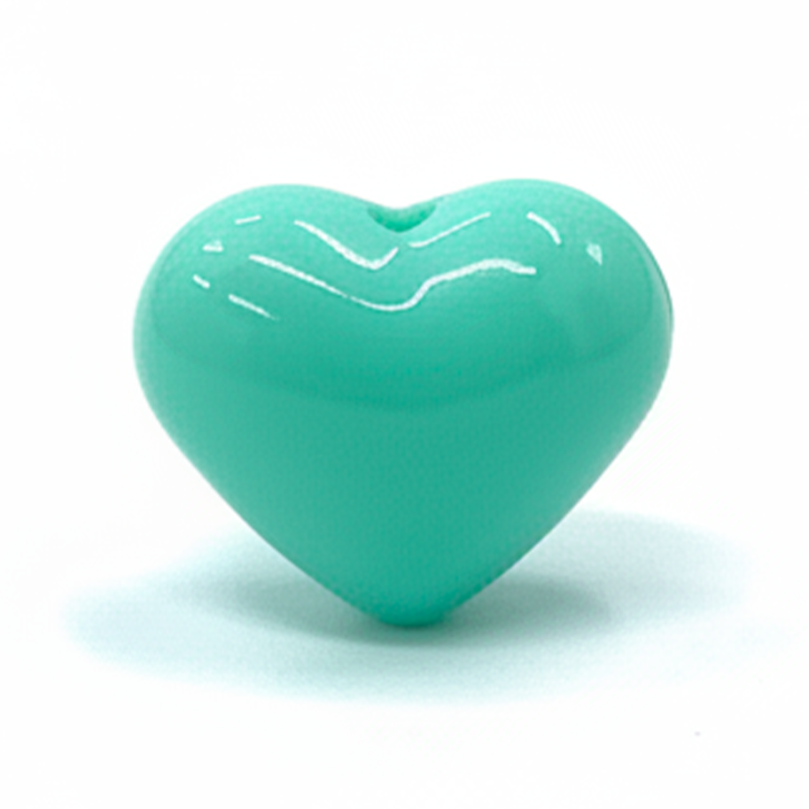Dije Pasador Corazón Liso Verde Menta 1.8 cm Acrílico