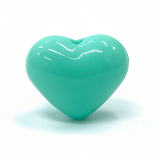 Dije Pasador Corazón Liso Verde Menta 1.8 cm Acrílico