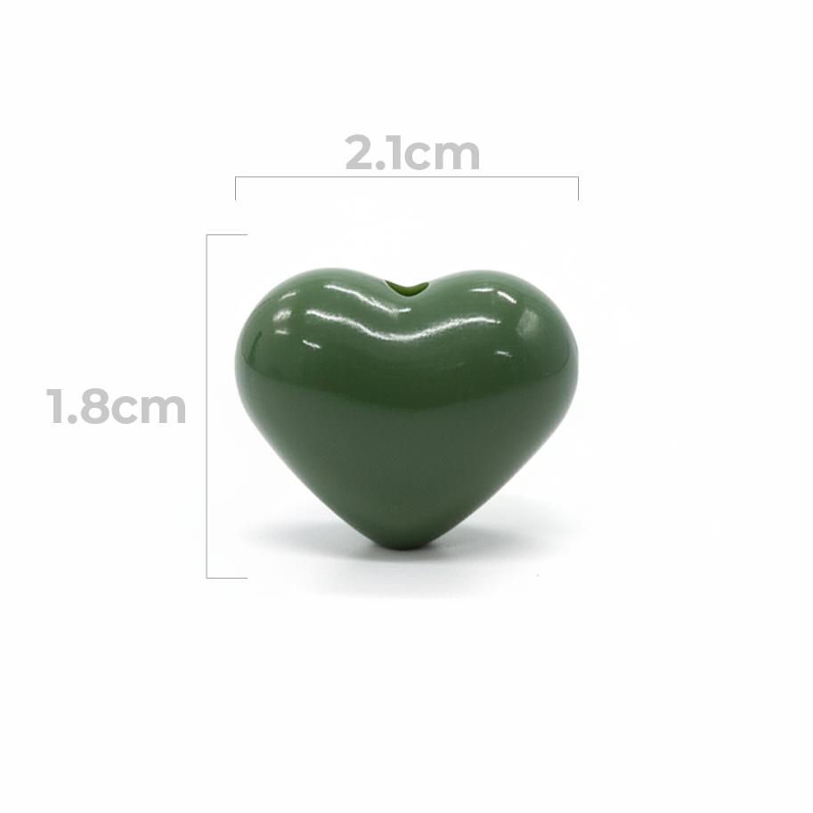Dije Pasador Corazón Liso Verde Militar 1.8 cm Acrílico
