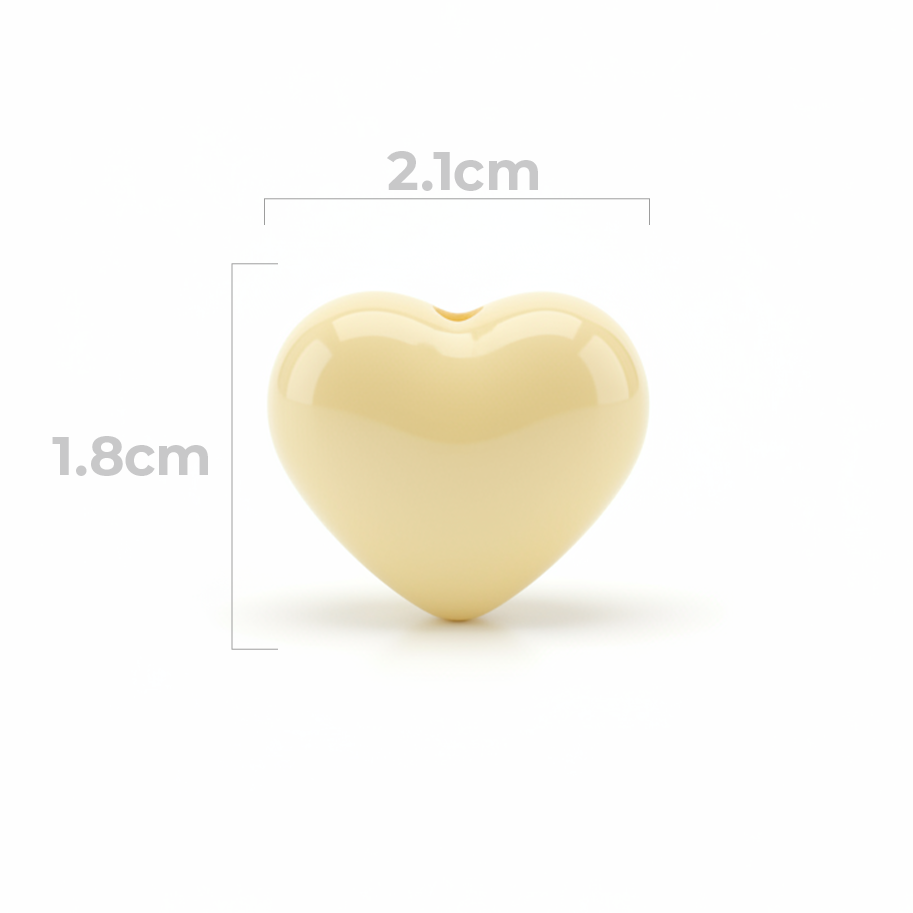 Dije Pasador Corazón Liso amarillo pastel 1.8 cm Acrílico