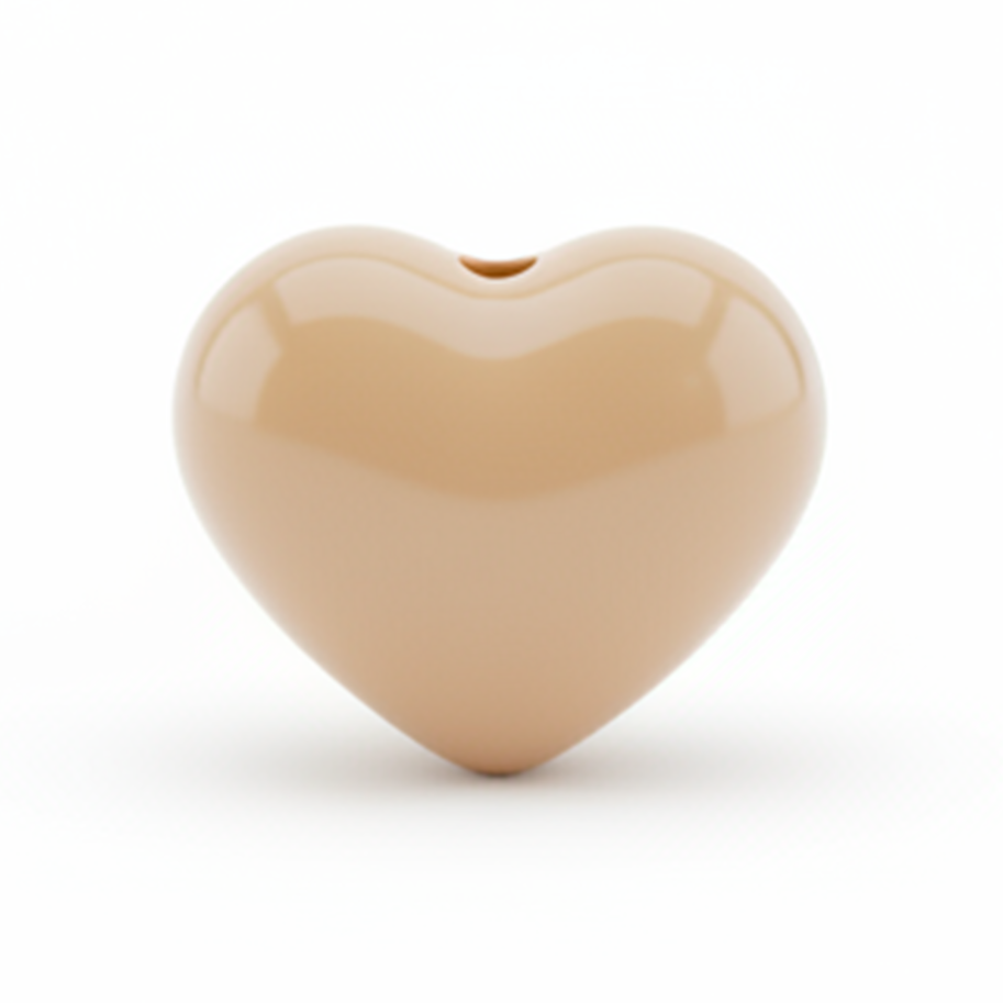 Dije Pasador Corazón Liso beige claro 1.8 cm Acrílico