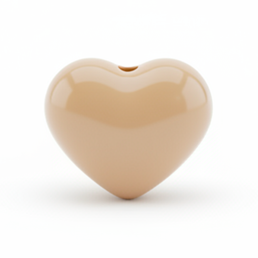 Dije Pasador Corazón Liso beige claro 1.8 cm Acrílico
