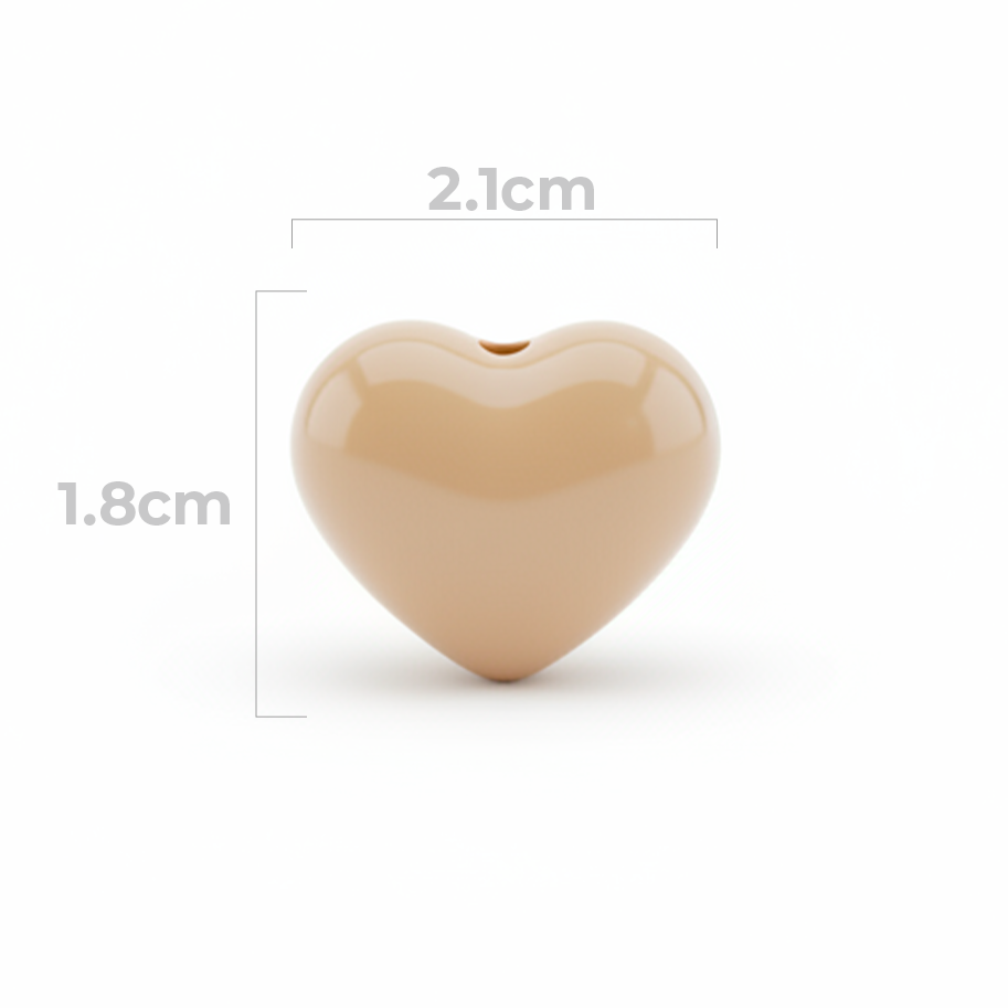 Dije Pasador Corazón Liso beige claro 1.8 cm Acrílico
