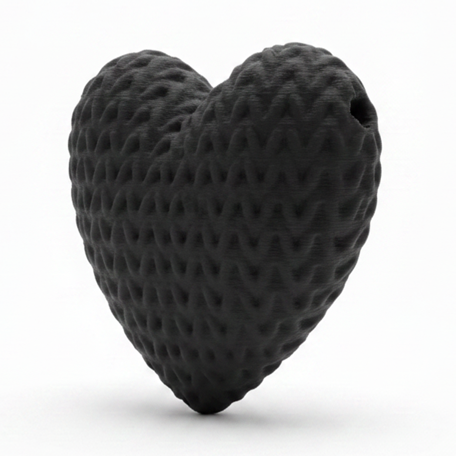 Dije Pasador Corazón Negro 3Cm Tejido Acrílico