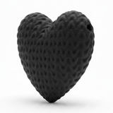 Dije Pasador Corazón Negro 3Cm Tejido Acrílico