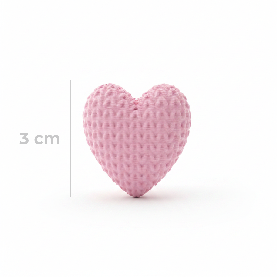 Dije Pasador Corazón Rosado 3Cm Tejido Acrílico