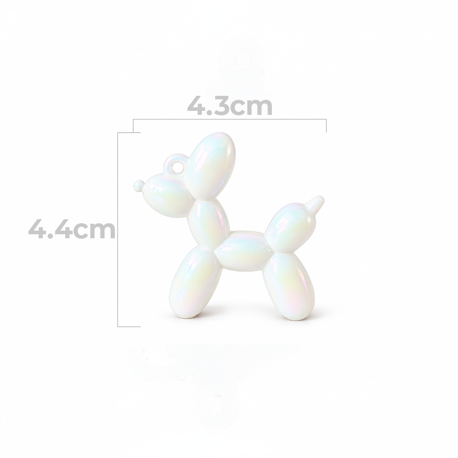 Dije Perro Globo Chunky Blanco Perlado AB