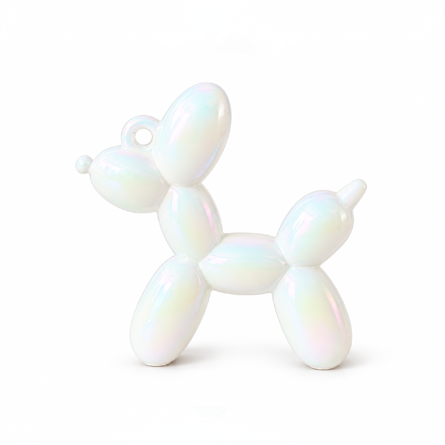 Dije Perro Globo Chunky Blanco Perlado AB