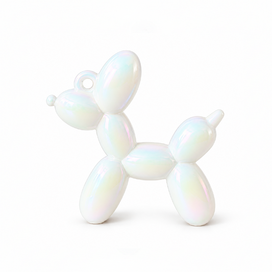 Dije Perro Globo Chunky Blanco Perlado AB