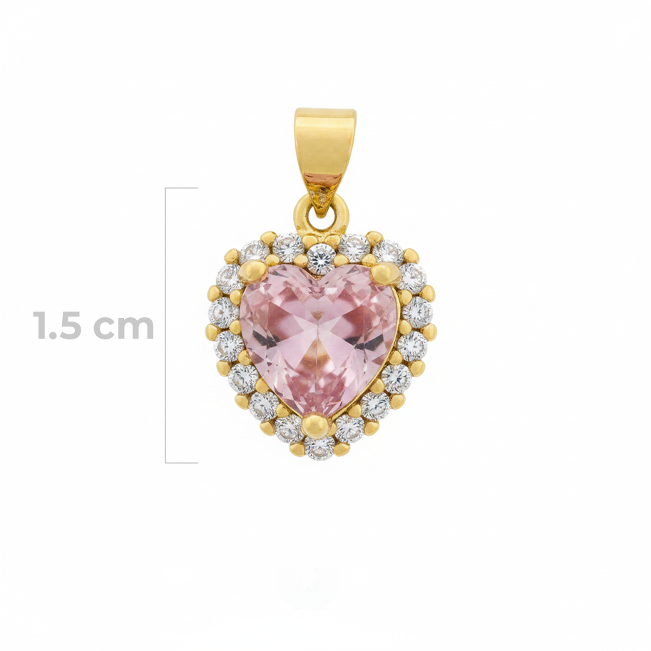 Dije Piedra Corazón Rosado Rodinado