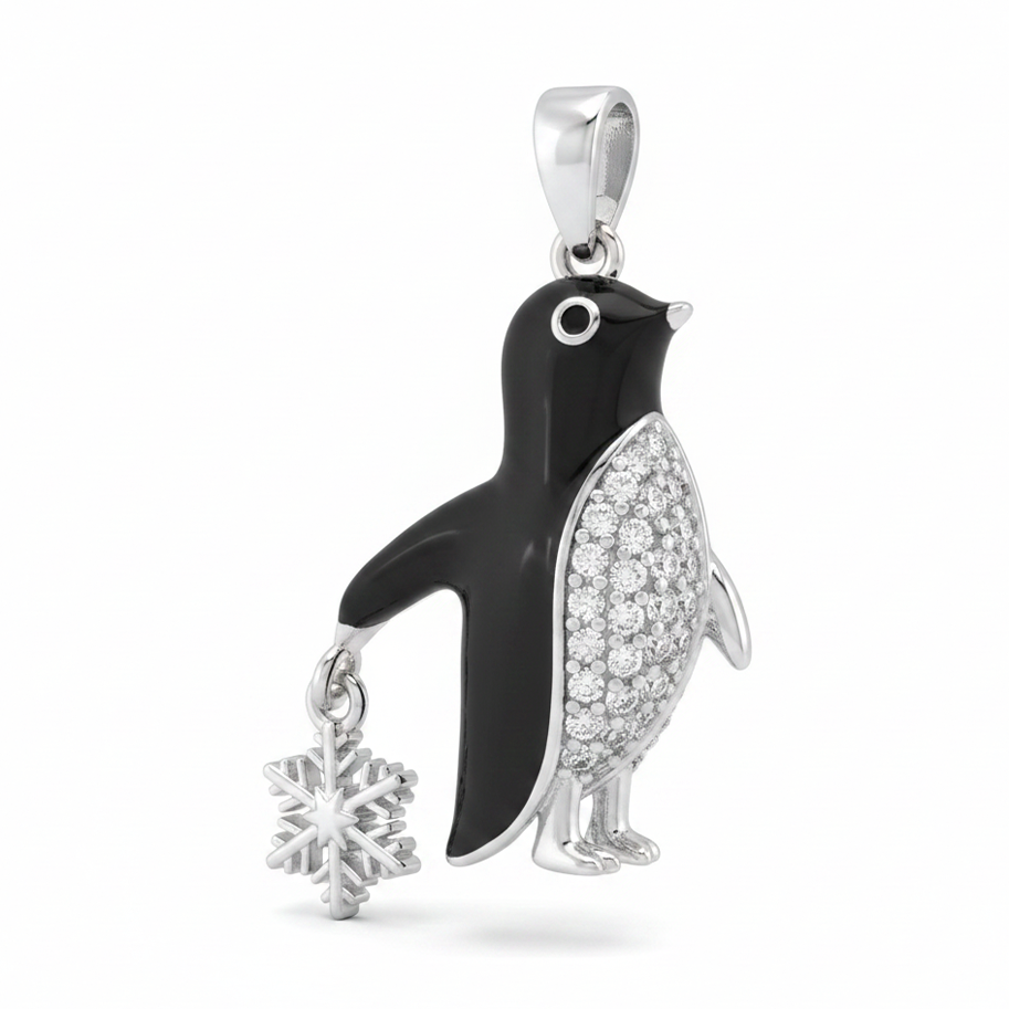 Dije Pingüino Plateado Rodinado