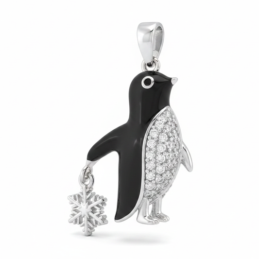 Dije Pingüino Plateado Rodinado