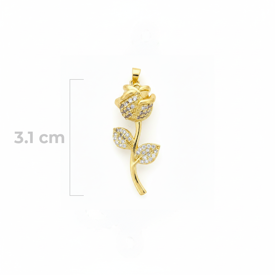 Dije Rosa Para Collar Dorado Rodinado