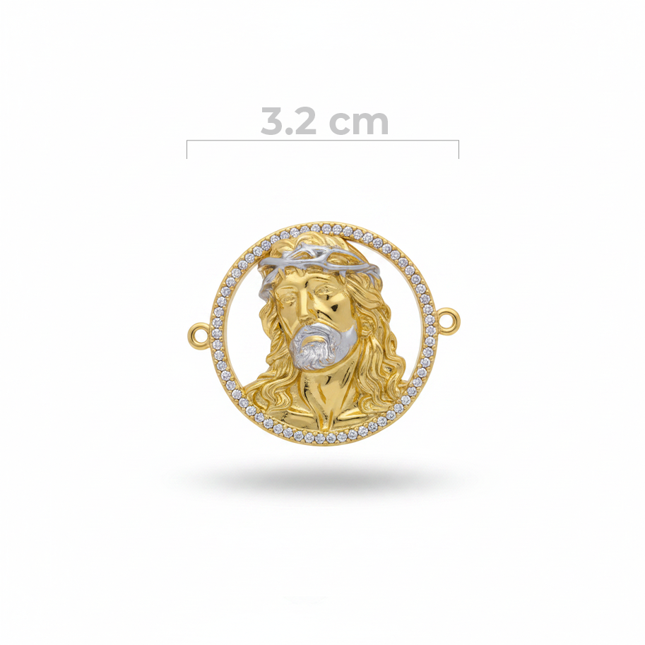 Dije Rostro De Cristo Para Pulsera Bicolor Rodinado 3.2cm