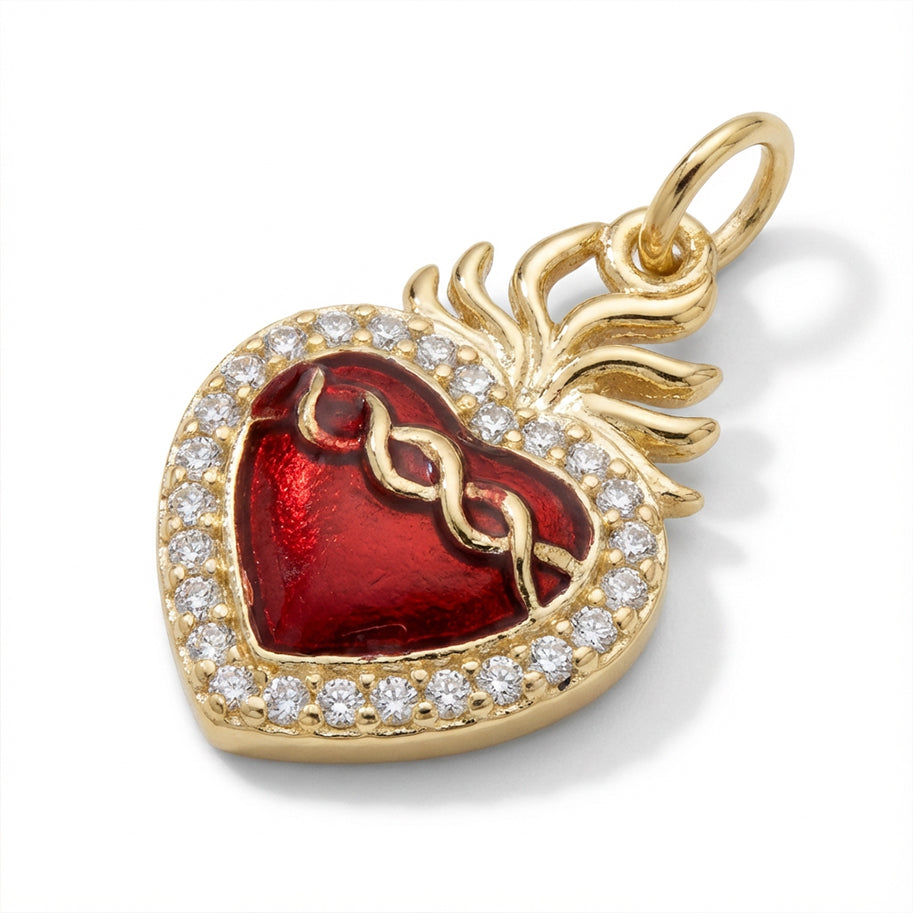 Dije Sagrado Corazón Para Collar Dorado Rodinado