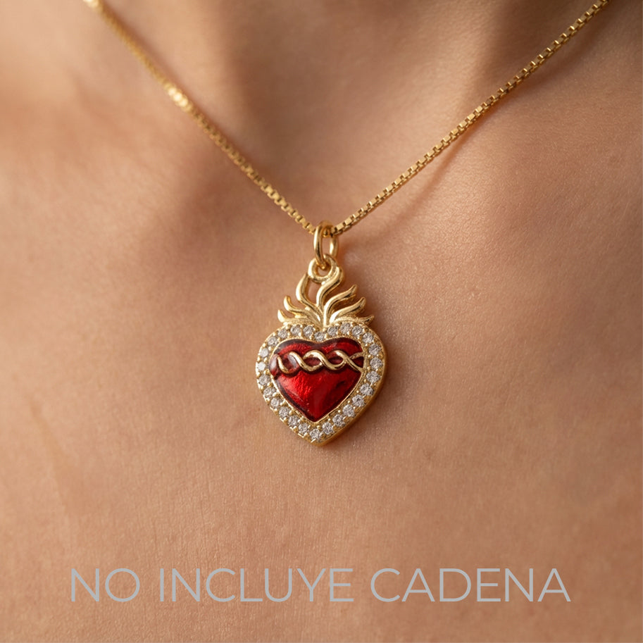Dije Sagrado Corazón Para Collar Dorado Rodinado