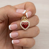Dije Sagrado Corazón Para Collar Dorado Rodinado
