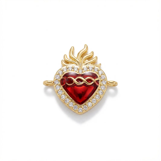 Dije Sagrado Corazón Para Pulsera Dorado Rodinado