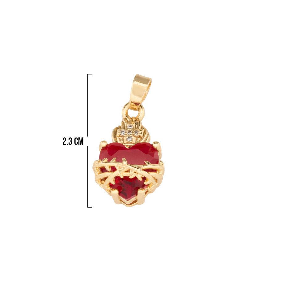 Dije Sagrado Corazón De Jesús Cruz Collar Dorado Rodinado
