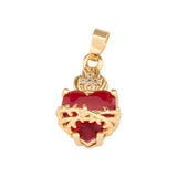 Dije Sagrado Corazón De Jesús Cruz Collar Dorado Rodinado