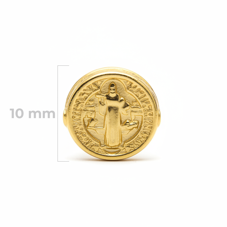 Dije San Benito 10mm Pasador Oro Laminado