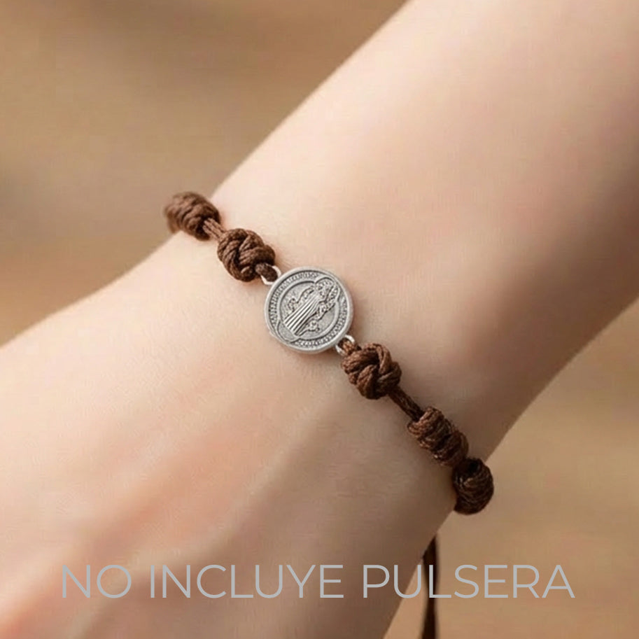 Dije San Benito 10mm pulsera plateado De Acero