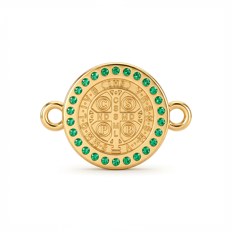 Dije San Benito 11mm Circones Verdes Para Pulsera Oro Laminado