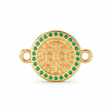 Dije San Benito 11mm Circones Verdes Para Pulsera Oro Laminado