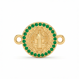 Dije San Benito 11mm Circones Verdes Para Pulsera Oro Laminado