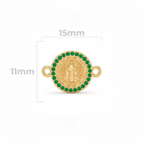 Dije San Benito 11mm Circones Verdes Para Pulsera Oro Laminado