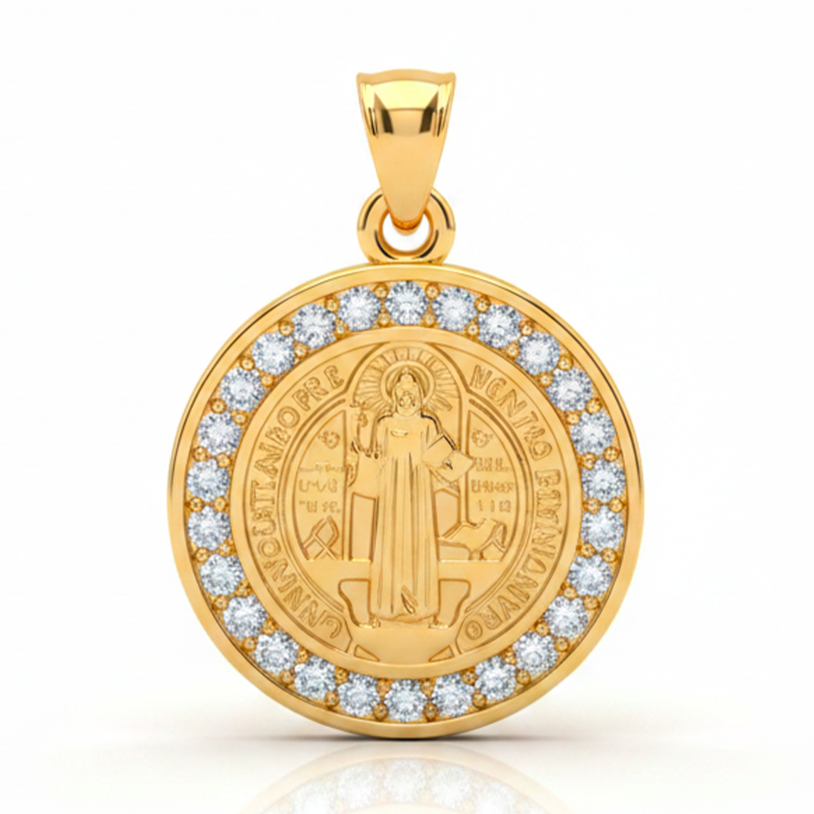 Dije San Benito Collar Dorado Rodinado