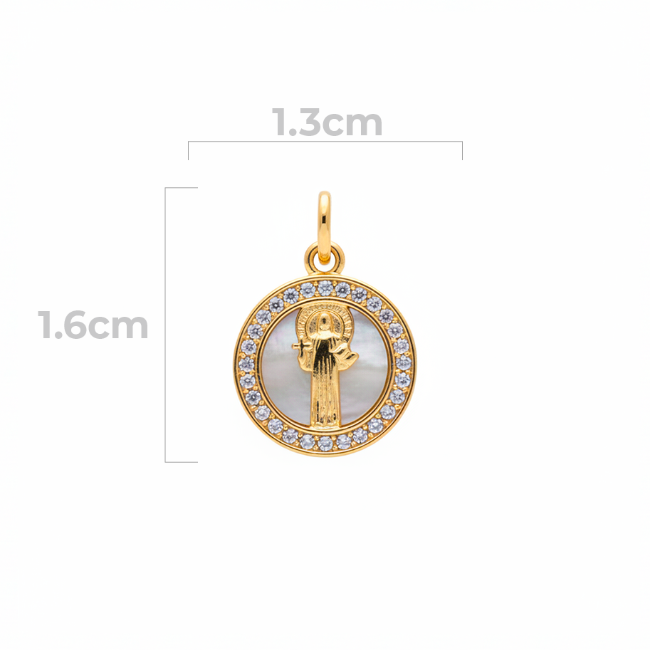 Dije San Benito Nacarado Collar Dorado Rodinado