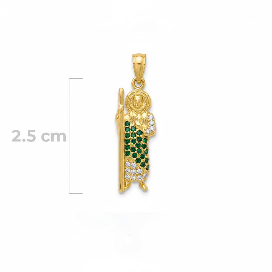 Dije San Judas Piedra Verde Dorado Rodinado