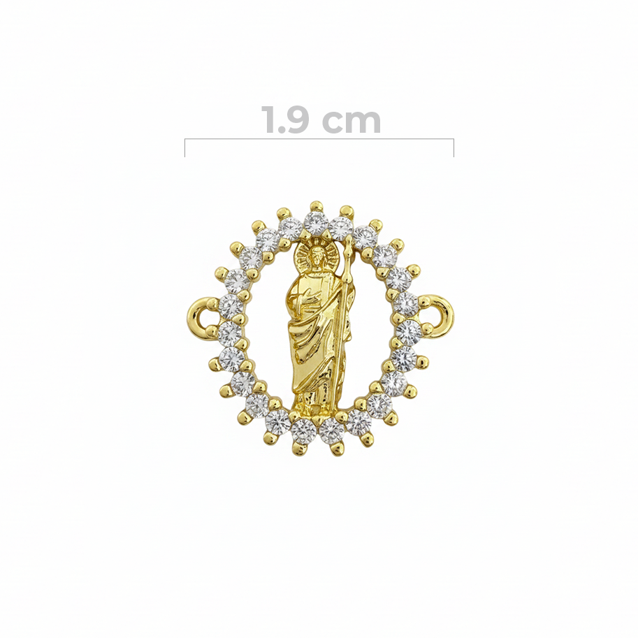 Dije San Judas Tadeo Piedra Blanca Dorado Rodinado