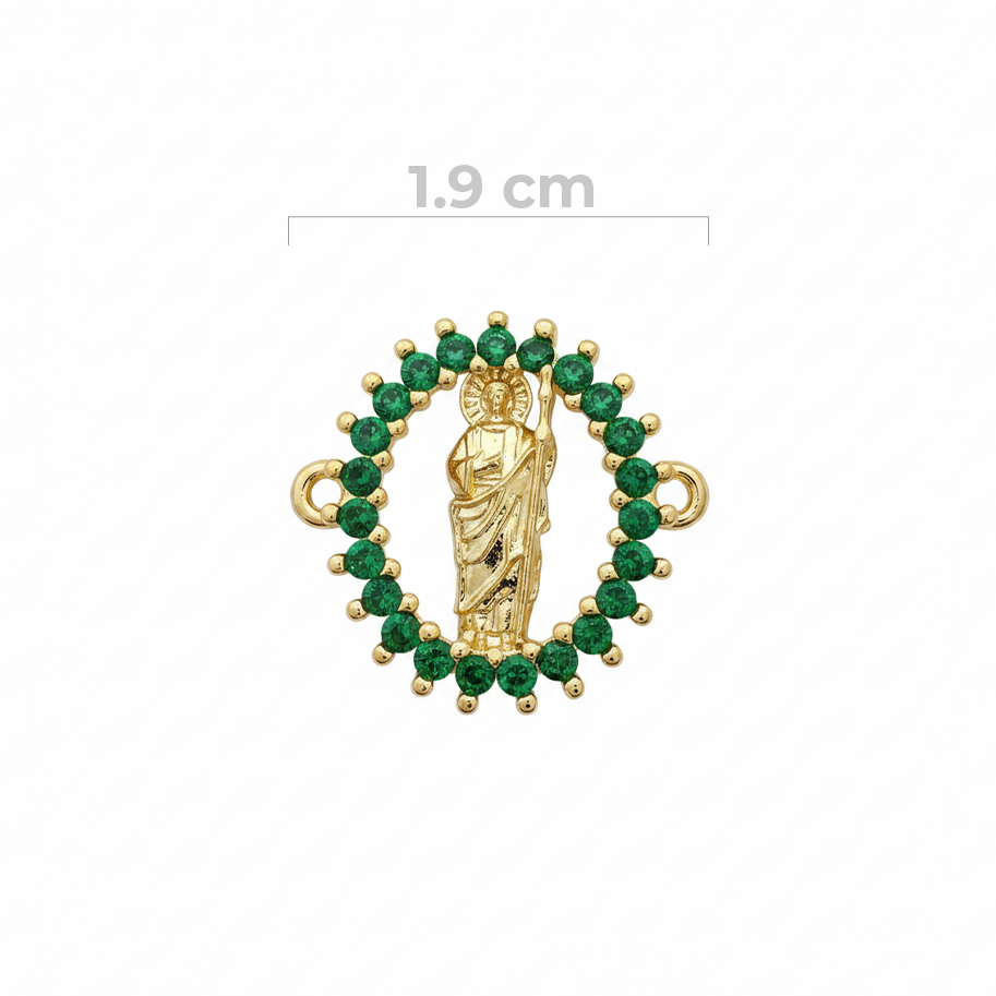 Dije San Judas Tadeo Piedra Verde Dorado Rodinado